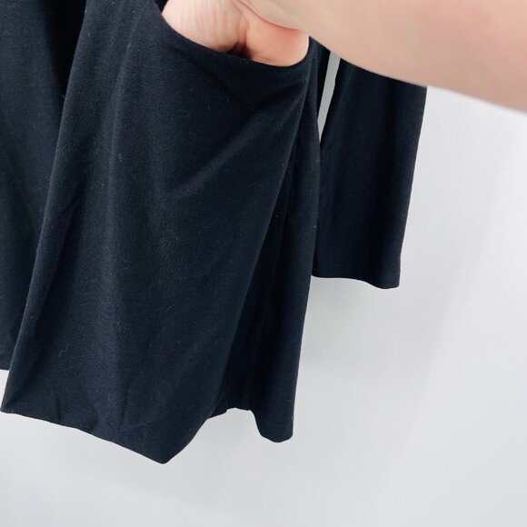 Eileen Fisher Women's Black Open Front Cardigan Sweater‎ Size L Pockets Stretch - Picture 6 of 9